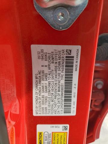 2HGFE2F59NH586051 - 2022 HONDA CIVIC SPORT 红色 照片 12