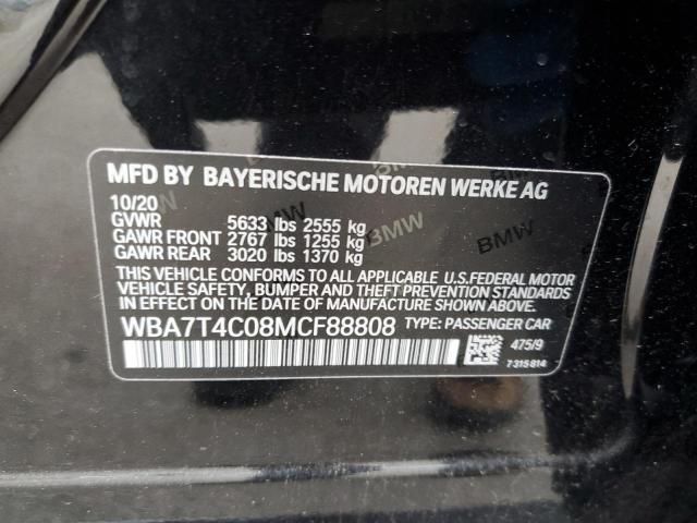 WBA7T4C08MCF88808 - 2021 BMW 740 XI BLACK photo 12