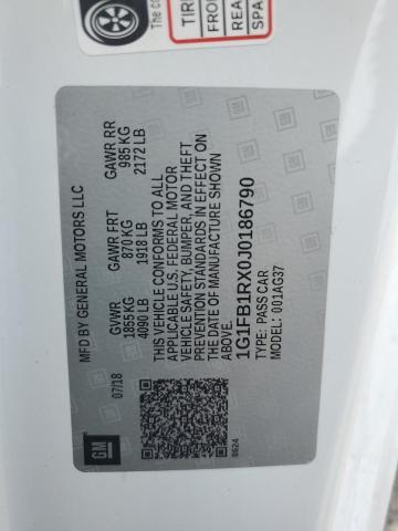 1G1FB1RX0J0186790 - 2018 CHEVROLET CAMARO LT أبيض صورة 12