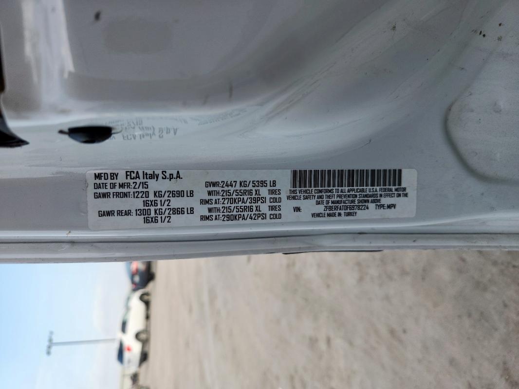 ZFBERFAT0F6978224 - 2015 RAM PROMASTER WHITE photo 14