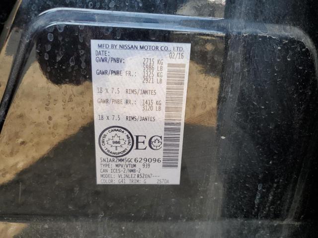 5N1AR2MM5GC629096 - 2016 NISSAN PATHFINDER S Սև լուսանկար 12