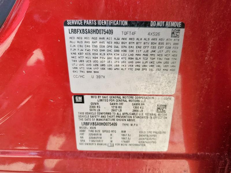 LRBFXBSA8HD075409 - 2017 BUICK ENVISION ESSENCE كستنائي صورة 13