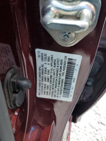 2HGFB2F57DH556943 - 2013 HONDA CIVIC LX BURGUNDY photo 12