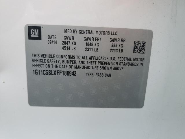 1G11C5SLXFF180943 - 2015 CHEVROLET MALIBU 1LT WHITE photo 12