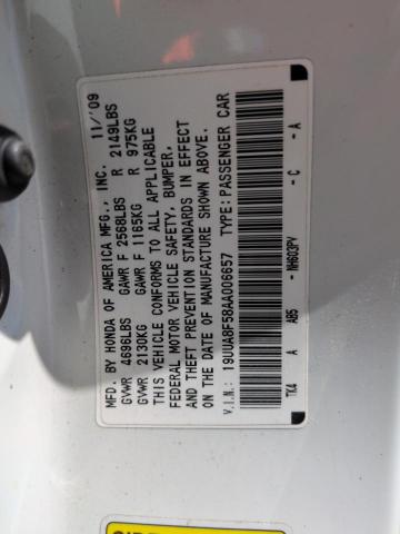 19UUA8F58AA006657 - 2010 ACURA TL WHITE photo 12