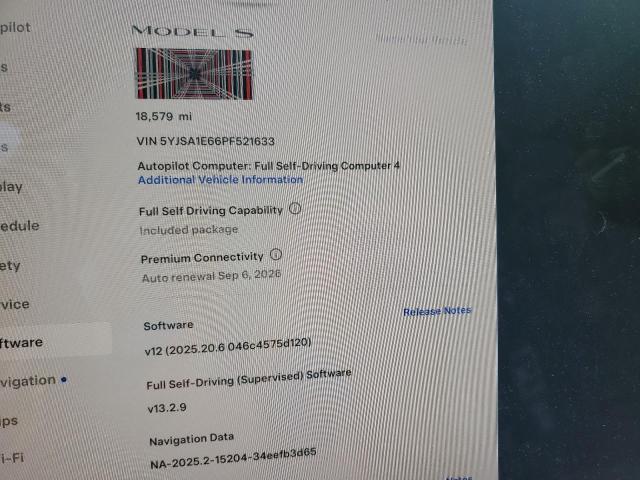 5YJSA1E66PF521633 - 2023 TESLA MODEL S Белый фото 9