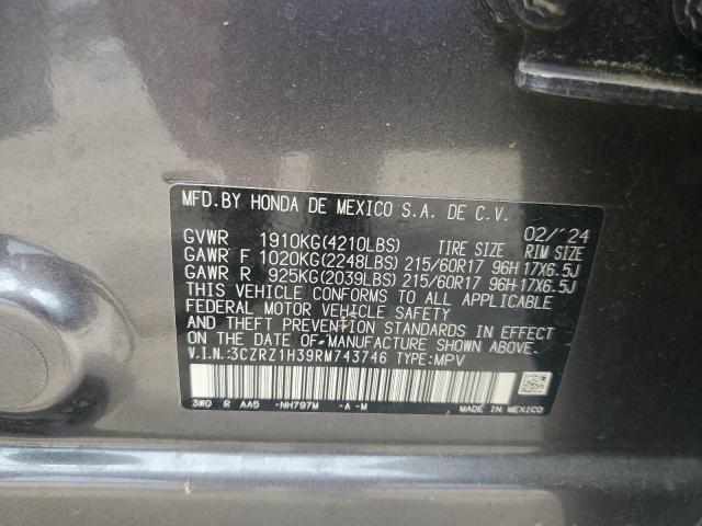 3CZRZ1H39RM743746 - 2024 HONDA HR-V LX GRAY photo 13