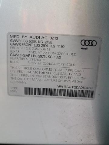 WA1LFAFP2DA063469 - 2013 AUDI Q5 PREMIUM PLUS ვერცხლისფერი ფოტო 13