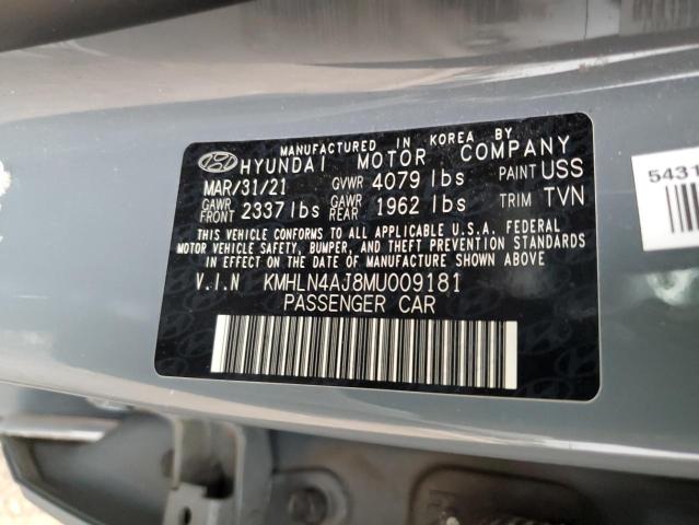 KMHLN4AJ8MU009181 - 2021 HYUNDAI ELANTRA LIMITED GRAY photo 12