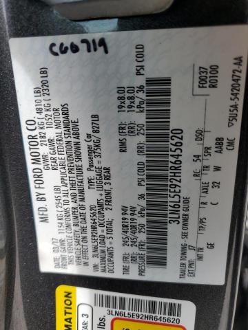 3LN6L5E92HR645620 - 2017 LINCOLN MKZ RESERVE GRAY photo 13