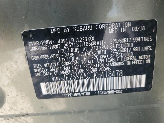 JF2SKAAC5KH418478 - 2019 SUBARU FORESTER GREEN photo 14