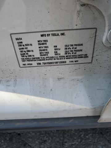 7SAYGDEE1RF126959 - 2024 TESLA MODEL Y 白色 照片 12