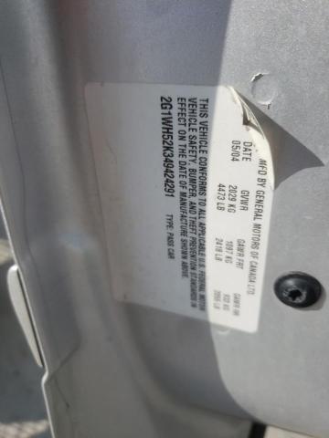 2G1WH52K349424291 - 2004 CHEVROLET IMPALA LS SILVER photo 12