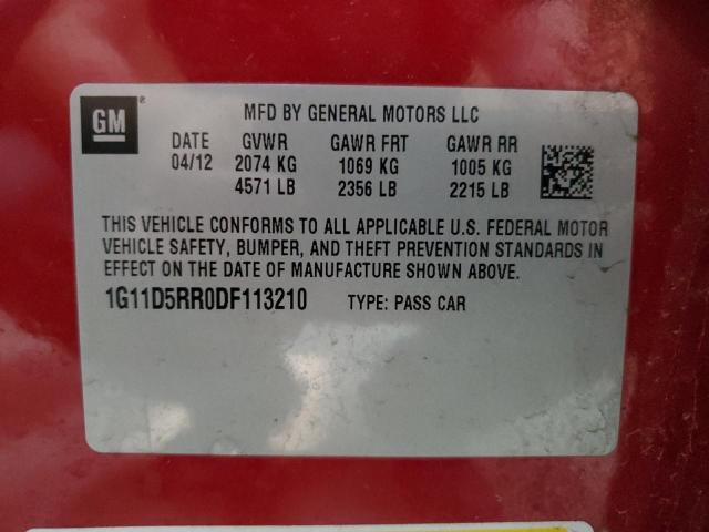 1G11D5RR0DF113210 - 2013 CHEVROLET MALIBU 1LT 勃艮第红 照片 12