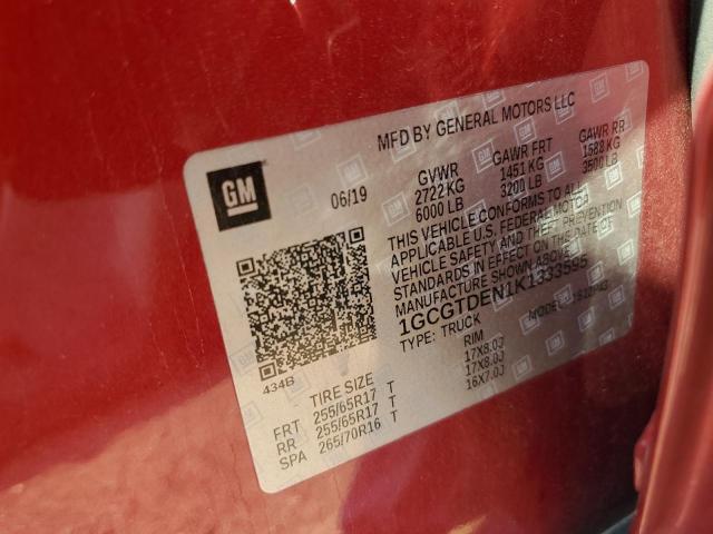 1GCGTDEN1K1333595 - 2019 CHEVROLET COLORADO Z71 RED photo 13