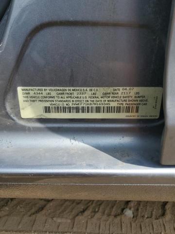 3VWEF71K87M169345 - 2007 VOLKSWAGEN JETTA WOLFSBURG 石墨色 照片 12