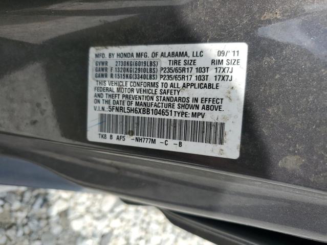 5FNRL5H6XBB104651 - 2011 HONDA ODYSSEY EXL GRAY photo 14