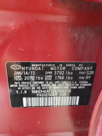 KMHDH4AE1DU766518 - 2013 HYUNDAI ELANTRA GLS RED photo 12