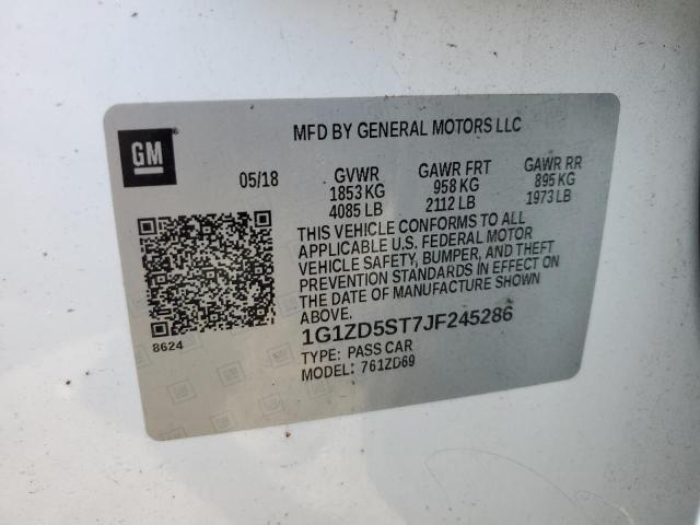 1G1ZD5ST7JF245286 - 2018 CHEVROLET MALIBU LT თეთრი ფოტო 12