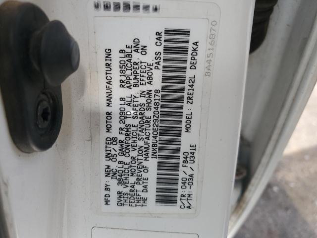 1NXBU40E29Z048178 - 2009 TOYOTA COROLLA BASE WHITE photo 12