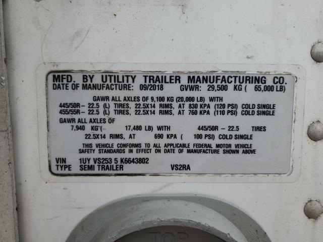 1UYVS2535K6643802 - 2019 UTILITY VS2RA Ақ фото 10