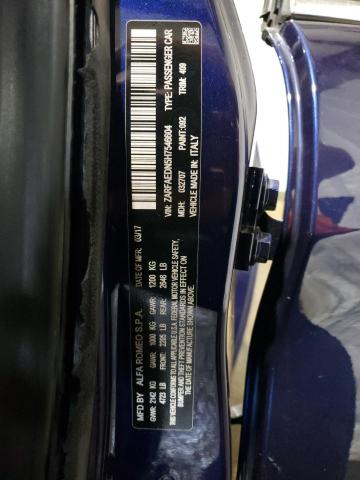 ZARFAEDN5H7546604 - 2017 ALFA ROMEO GIULIA Q4 蓝色 照片 12