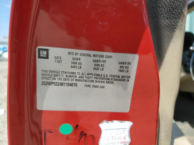 2G2WP552481184876 - 2008 PONTIAC GRAND PRIX 红色 照片 12