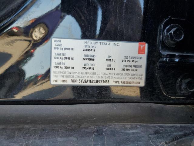 5YJSA1E20JF261458 - 2018 TESLA MODEL S Սև լուսանկար 12