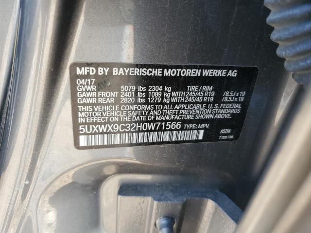 5UXWX9C32H0W71566 - 2017 BMW X3 XDRIVE28I SILVER photo 12