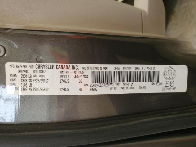 2D4RN4DE2AR258763 - 2010 DODGE GRAND CARA SE GRAY photo 13