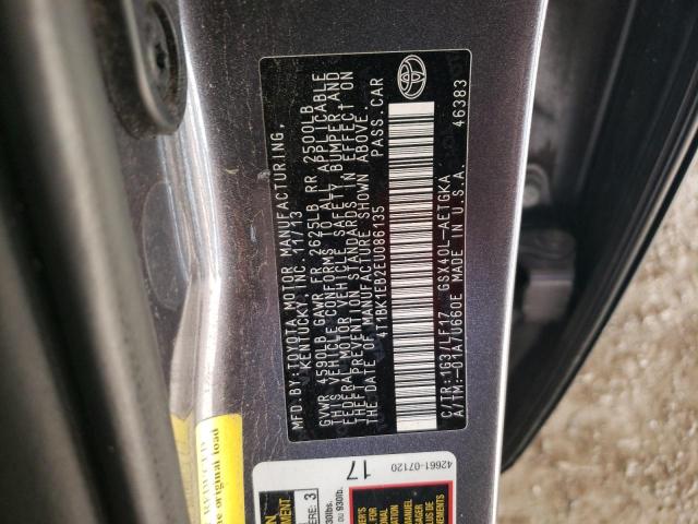 4T1BK1EB2EU086135 - 2014 TOYOTA AVALON BASE 灰色 照片 12