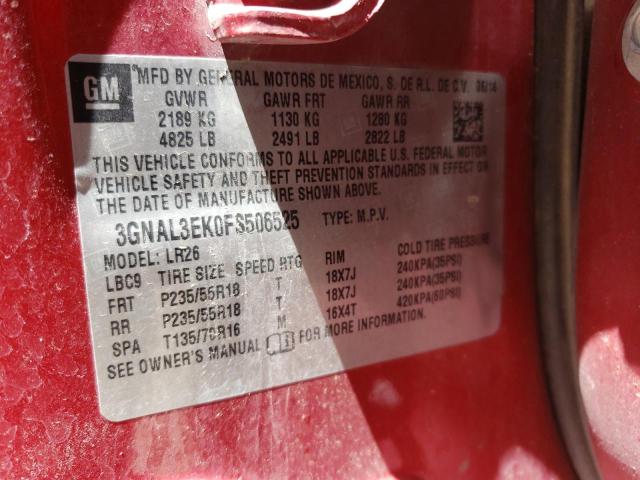 3GNAL3EK0FS506525 - 2015 CHEVROLET CAPTIVA LT RED photo 14