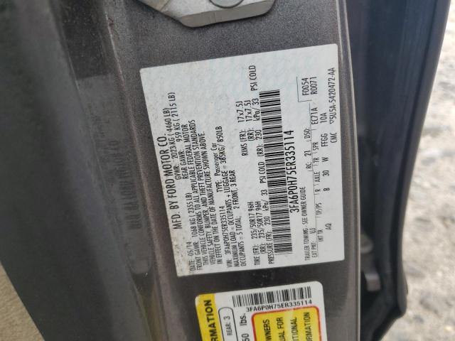3FA6P0H75ER335114 - 2014 FORD FUSION SE SILVER photo 12