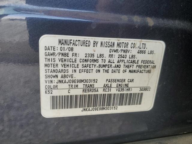 JNKAJ09E98M303152 - 2008 INFINITI EX35 BASE Գրաֆիտ լուսանկար 12