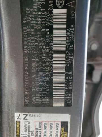 2T1KR32E17C639772 - 2007 TOYOTA COROLLA MA XR GRAY photo 12