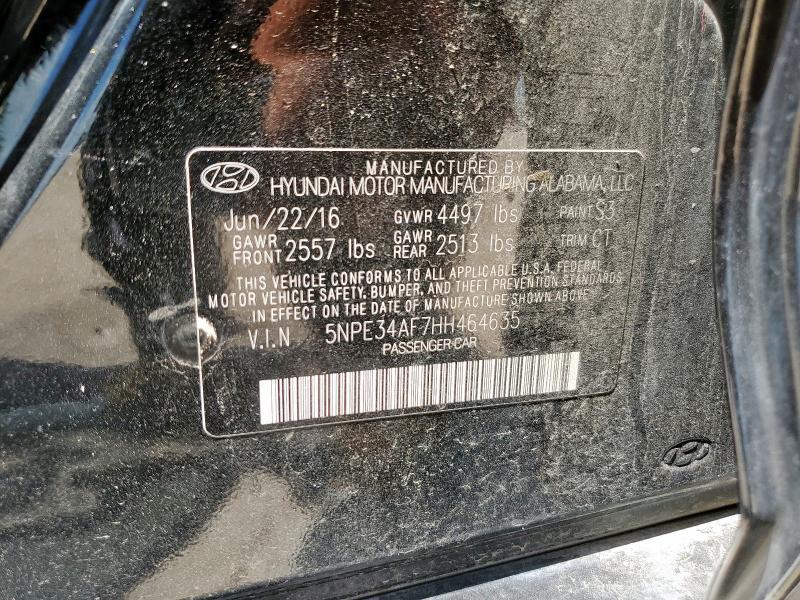 5NPE34AF7HH464635 - 2017 HYUNDAI SONATA SPORT BLACK photo 13