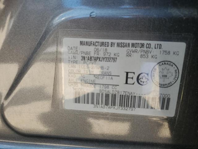 3N1AB7APXJY332797 - 2018 NISSAN SENTRA S CHARCOAL photo 13