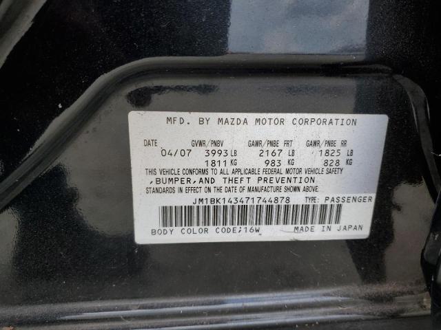 JM1BK143471744878 - 2007 MAZDA 3 HATCHBACK BLACK photo 12