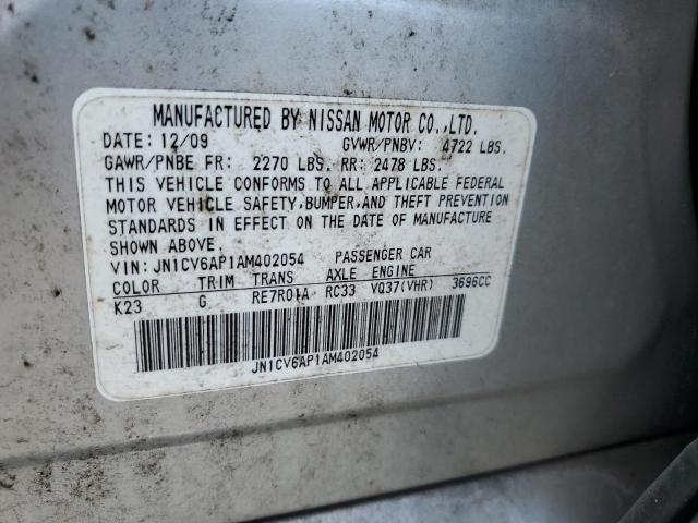 JN1CV6AP1AM402054 - 2010 INFINITI G37 BASE SILVER photo 13