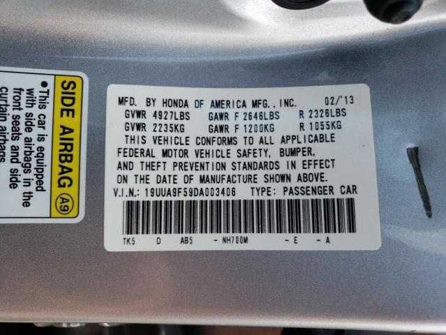 19UUA9F59DA003406 - 2013 ACURA TL TECH SILVER photo 12