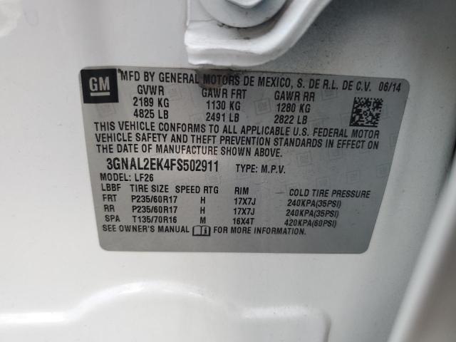 3GNAL2EK4FS502911 - 2015 CHEVROLET CAPTIVA LS 白色 照片 13