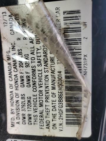 2HGFG3B86EH503014 - 2014 HONDA CIVIC EX BLACK photo 12