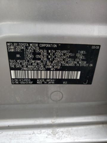 JTMBD33V185178455 - 2008 TOYOTA RAV4 SILVER photo 13