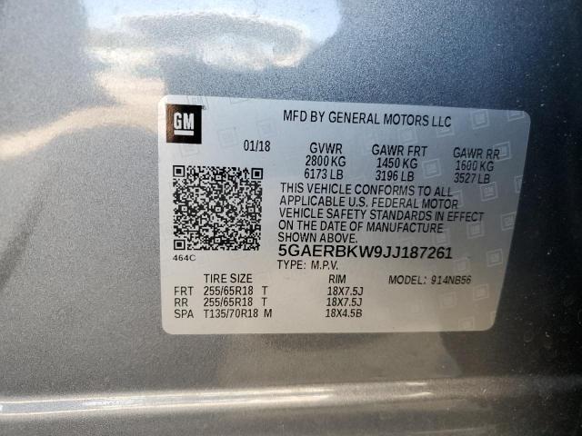 5GAERBKW9JJ187261 - 2018 BUICK ENCLAVE ESSENCE 银色 照片 10