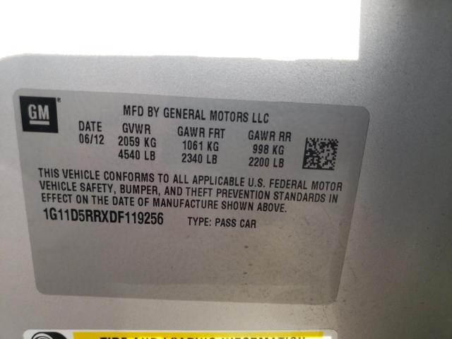 1G11D5RRXDF119256 - 2013 CHEVROLET MALIBU 1LT 银色 照片 13