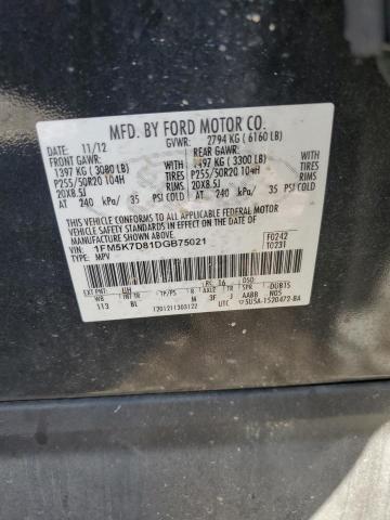 1FM5K7D81DGB75021 - 2013 FORD EXPLORER XLT BLACK photo 13