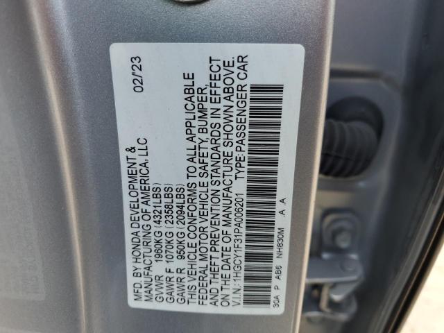 1HGCY1F31PA006201 - 2023 HONDA ACCORD EX SILVER photo 12