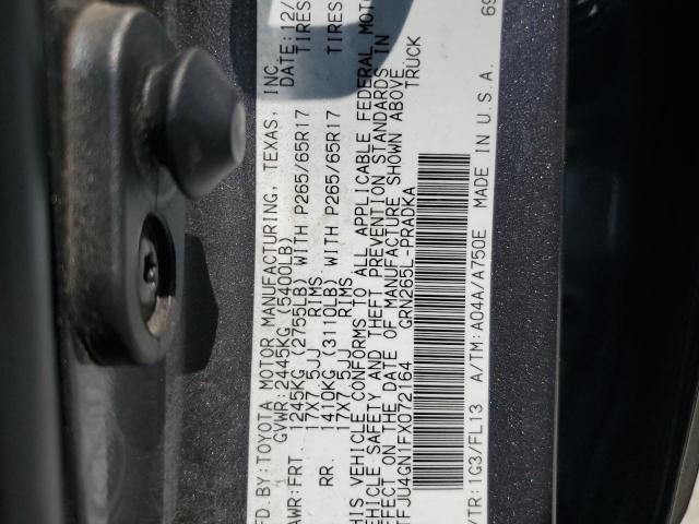 5TFJU4GN1FX072164 - 2015 TOYOTA TACOMA DOUBLE CAB PRERUNNER GRAY photo 12