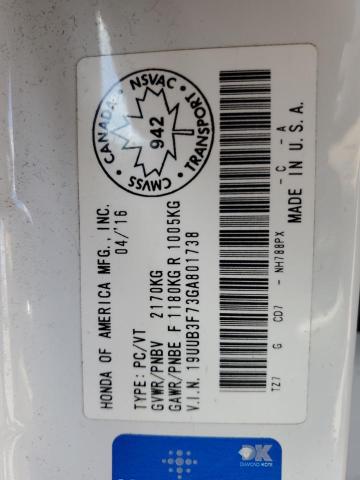 19UUB3F73GA801738 - 2016 ACURA TLX ADVANCE WHITE photo 12