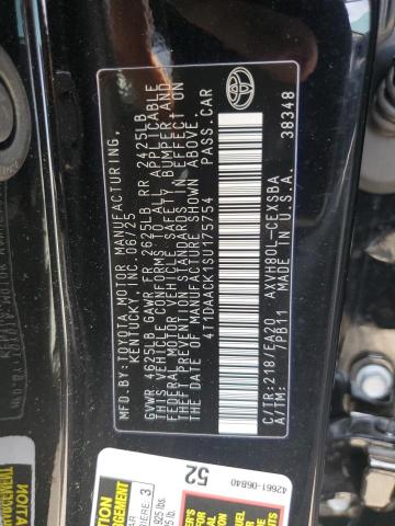 4T1DAACK1SU175754 - 2025 TOYOTA CAMRY XSE BLACK photo 12
